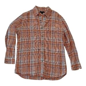Banana Republic Men's Orange Checkered Shirt